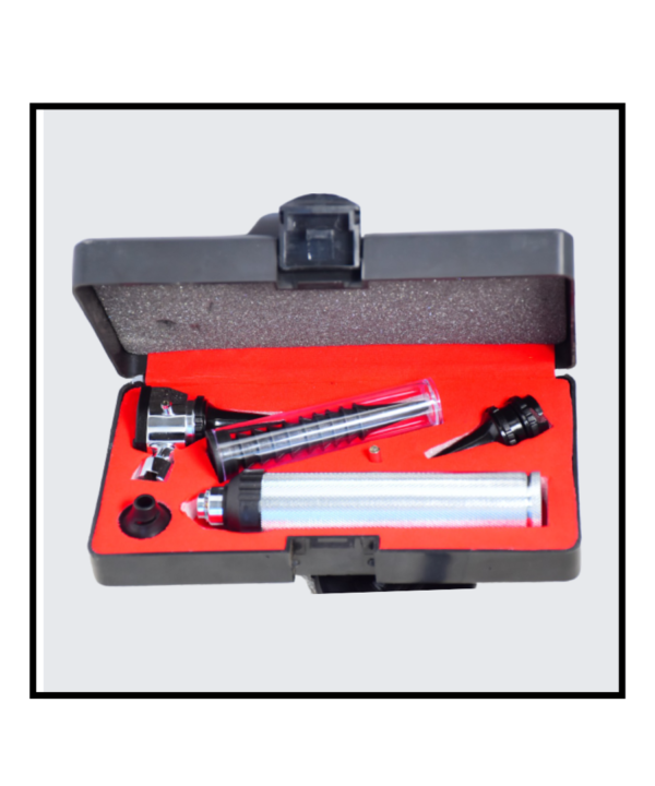 An otoscope a tool which shines a beam of light to help visualize and examine the condition of the ear canal and eardrum.