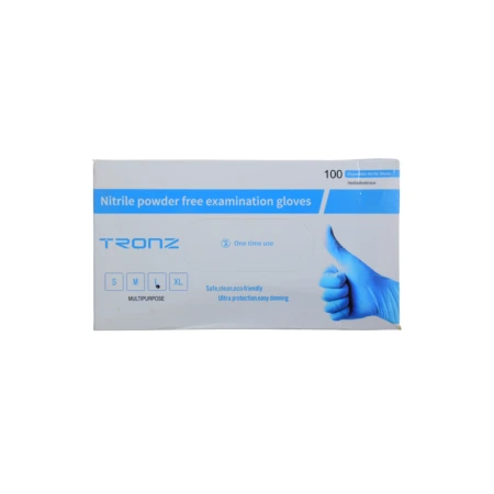 Nitrile powder-free examination gloves for medical and laboratory use.