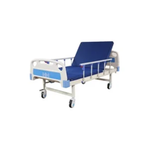 Single crank hospital bed ABS with mattress for patient care in hospitals and home use.
