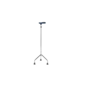 Tripod walking stick with three legs for extra stability and patient support.