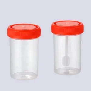 Stool sample container with secure screw cap for laboratory use